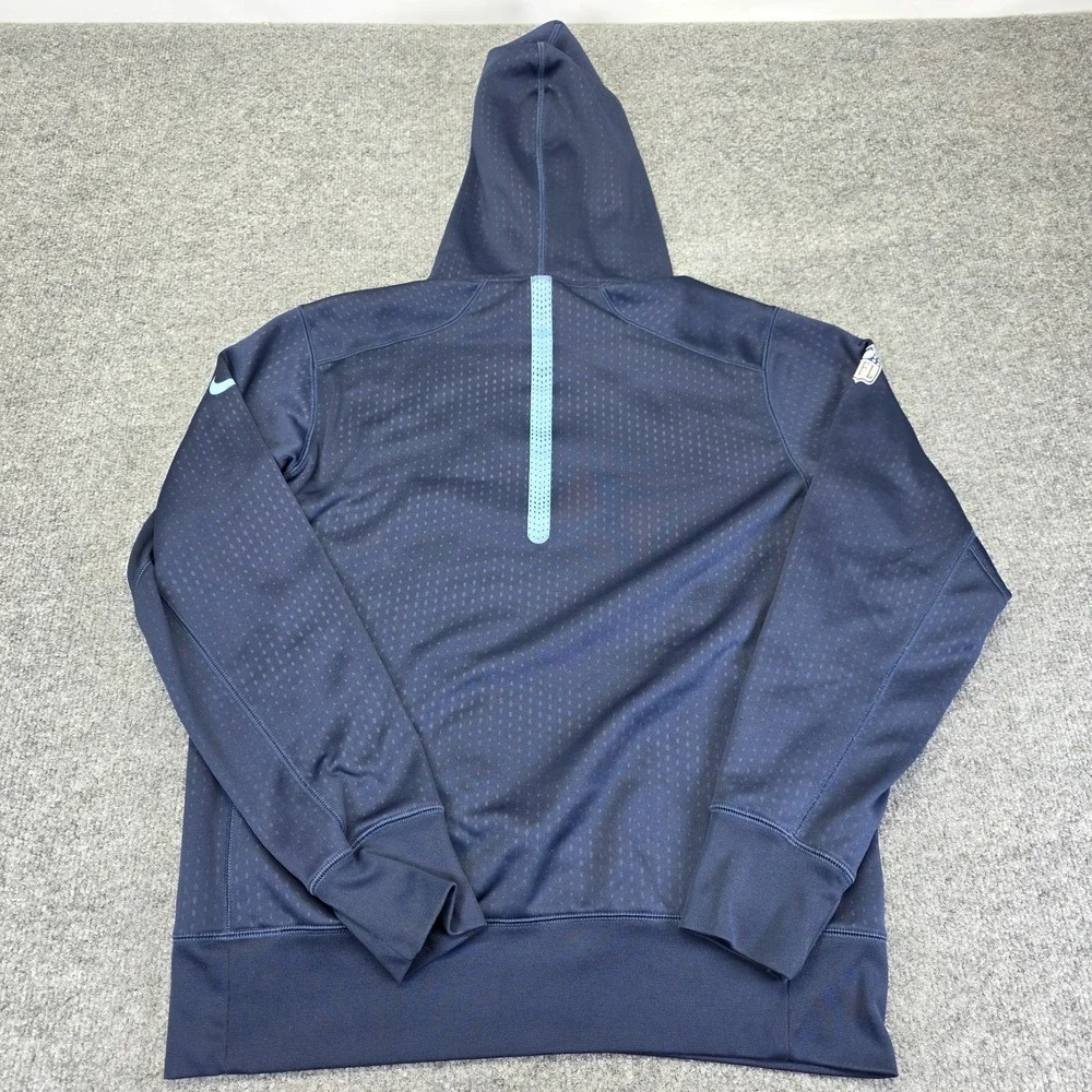 Tennessee Titans Hoodie Medium Blue Fleece Spell Out Logo Nike Therma Fit